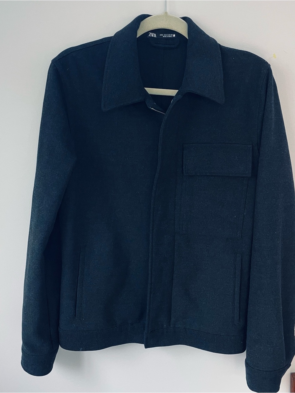 Zara Men’s Dark Grey Zip-Up Collar Jacket